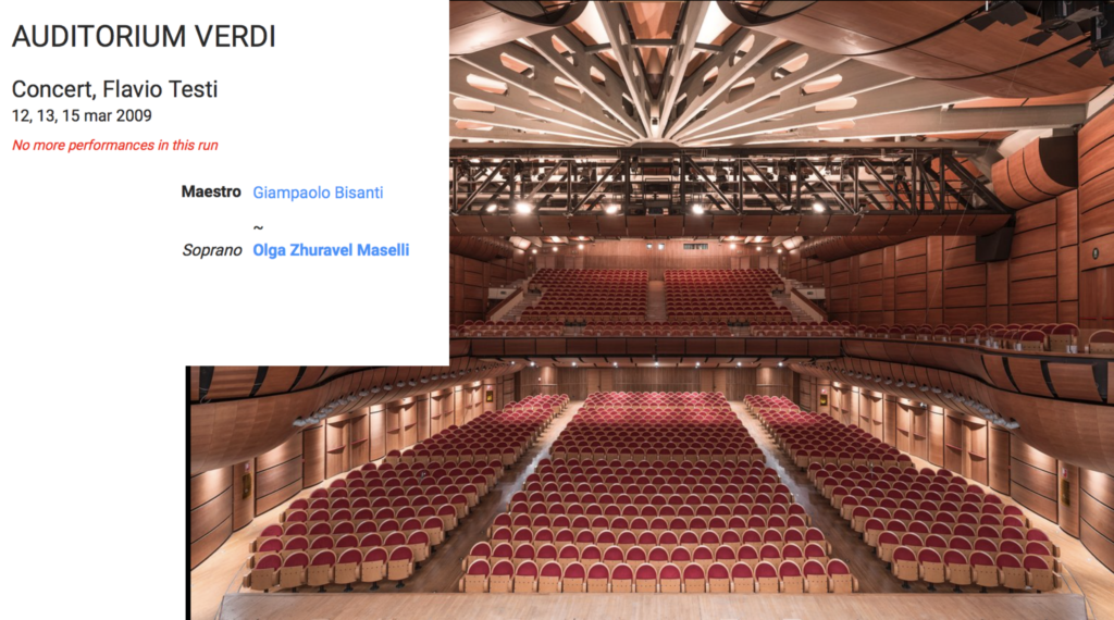 Canti d'amore Auditorium Verdi Milano Soprano Olga Zhuravel Maselli